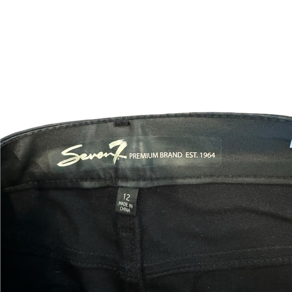Seven 7 Mid Rise Skinny Black Coated Jeans - Picture 5 of 8